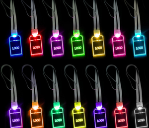 Custom OEM Logo LED <b>Acrylic</b> ID <b>Card</b> Holder with Lanyard for Parties Thanksgiving-Security Feature - Product Image 2