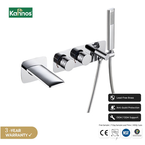 Chrome Concealed <b>Bath</b> Faucet Wall Mounted Waterfall Tub Spout Dual Knob Thermostatic Handheld <b>Shower</b> Brass Bathroom Mixer Valve - Product Image 1