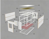 Maison préfabriquée moderne à toit blanc, conteneur modulaire, bureau portable avec double porte et fenêtres barre pour appartement/hôtel