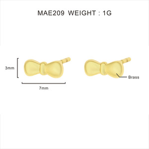 Wholesale Cute Design New Girls 18K Gold Plated Bow <b>Stud</b> Earrings for Women - Product Image 6