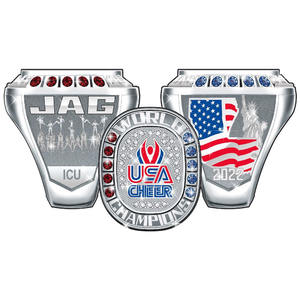 Anillos de campeonato deportivos de metal esmaltados dorados y plateados con logotipo personalizado - Product Image 4