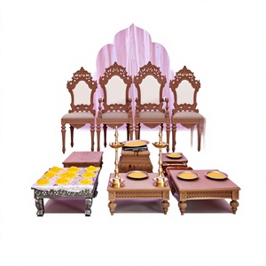 Sillas Tradicionales Hindúes para Bodas Indias Vedi Mandap, Sillas Bajas para Bodas Tradicionales Fiji, Asientos Bajos con Tallados Dorados, Tronos para Novios - Product Image 6
