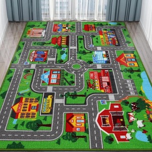 Tapis de jeu pour garçons et filles, bleu, rose, vert, tapis de grimpeur doux, tapis de jeu urbain, tapis de transport ferroviaire, décoration de <span class=keywords><strong>bureau</strong></span> et de chambre d'enfant - Product Image 1