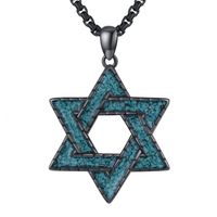 Nouvel Arrivage Pendentif pour Enfants en Argent Sterling 925, Forme Étoile Religieuse Juive, Sertissage en Canal, avec Opale de Feu Bleu Océanique, Style Hébreu Israélien
