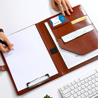 Carpeta de archivos de negocios A4, Portapapeles de escritura de conferencias multifuncional, organizador de documentos de cuero PU duradero con tarjetero