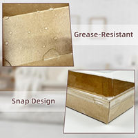 Boîtes d'emballage en papier jetables avec couvercle en plastique transparent pour affichage de sandwich et de pâtisserie écologique et pré-assemblé