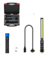 Lampe torche en aluminium 3-en-1 à zoom haute luminosité avec LED COB rechargeable, indice IP54, piles AAA, intensité réglable et bouton magnétique