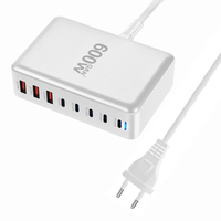 Bloc de chargeur multi-ports USB-C Kabbol 600W, station de charge rapide GaN III 8 ports, adaptateur de chargeur pour ordinateur portable PD 3.1 pour ordinateur portable, téléphones