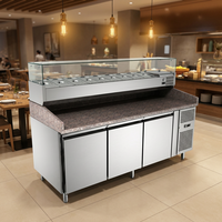Réfrigérateur de comptoir de salade de restaurant de cuisine commerciale/réfrigérateur de table à double porte/réfrigérateur à pizza avec dessus en marbre