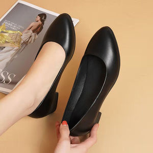 Zapatos Negros <span class=keywords><strong>de</strong></span> Tacón Bajo para <span class=keywords><strong>Azafata</strong></span>, con Tacones Gruesos y Suelas Suaves para una Comodidad Óptima en Entrevistas <span class=keywords><strong>de</strong></span> Trabajo - Product Image 4