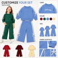 Ensemble 2 pièces multicolore pour filles, sweat-shirt à manches longues avec pantalon ample, vêtements de sport décontractés pour tout-petits