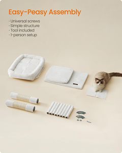 ต้นไม้แมวสตาร์มูน, คอนโดแมวขนนุ่มสำหรับแมวขนาดใหญ่สูงสุด 16 ปอนด์, ที่ลับเล็บสีขาว - Product Image 4