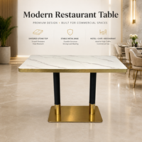 Luxuriöser Moderner Kommerzieller Restaurant-Esstisch Gesinterte Steinplatte Goldene Metallbeine für Hotel Café Hochzeitslocation OEM Maßanfertigung