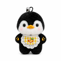 Peluche pingouin mignon avec pendentif bavoir, jouet de dessin animé, porte-clés de sac, ornement, poupée compagnon, cadeau unisexe 12cm
