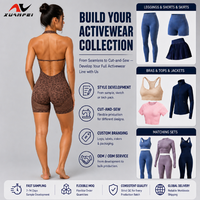 Nouvelle Arrivée Transfrontalière Combinaison de Yoga Femme Imprimé Léopard Col Halter Dos Nu Effet Push-up Sans Coutures Spandex/Nylon