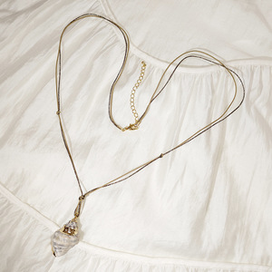 Summer Ocean Resort Style <strong>Boho</strong> Jewelry Gold Stainless Steel Knotted Conch Natural Shell Pearl Pendant <strong>Necklace</strong> for Men Women for - Product Image 5