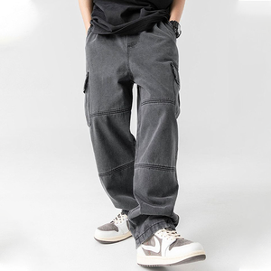 Jeans Cargo Homme Taille Haute Ample Style Urbain Personnalisé Multi-Poches Effet Délavé Vintage – Vente en Gros - Product Image 5