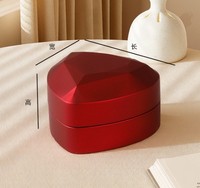 Boîte cadeau créative en cuir en forme de cœur avec anneau unique et lumière LED recyclable, emballage en carton