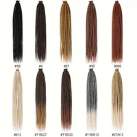10 mèches/paquet, extensions de dreadlocks synthétiques faites à la main, 0,6 cm, couleur noir/blond miel, à une extrémité, pour femmes et hommes