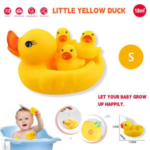 Ensemble de jouets de bain pour bébé, canard jaune à presser, grande taille et 3 tailles petites, sac en filet flottant, cadeau pour tout-petit - Product Image 4