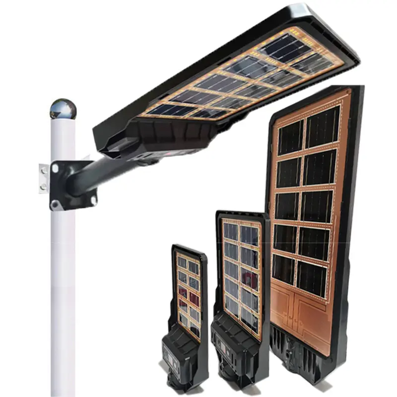 LECUSO nuevo al aire libre impermeable 50W 100W 200W 300W 400W integrado todo en una farola solar led