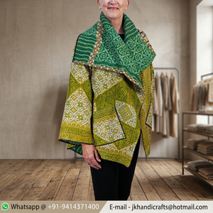 Vintage hecho a mano Reversible Sari Kantha chaquetas Kimono - Product Image 3
