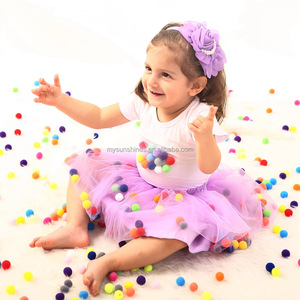 Venta al por Mayor de Fábrica, Lindas Faldas para Bebés y Niñas Pequeñas, Falda de Tul Colorida <span class=keywords><strong>con</strong></span> <span class=keywords><strong>Pompones</strong></span>, Falda Tutú Encantadora para Niñas - Product Image 1