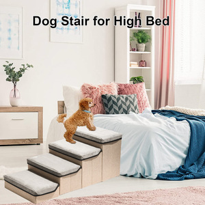 Escalier de luxe pour chiens, doux et confortable, avec 3 ou 4 boîtes de rangement, en fibre solide, écologique, amovible et lavable, pour chats et chiens - Product Image 4