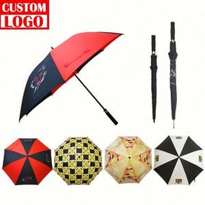 Parapluie de golf droit double couche de 30 pouces, grand format, coupe-vent, entièrement automatique, avec logo personnalisé imprimé en sérigraphie - Product Image 1