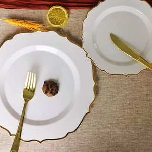 <span class=keywords><strong>Assiette</strong></span> <span class=keywords><strong>carrée</strong></span> en <span class=keywords><strong>plastique</strong></span> PS écologique et tendance, <span class=keywords><strong>rouge</strong></span> et or, de 7,5 et 10,25 pouces, pour restaurant, hôtel, rentrée scolaire - Product Image 2