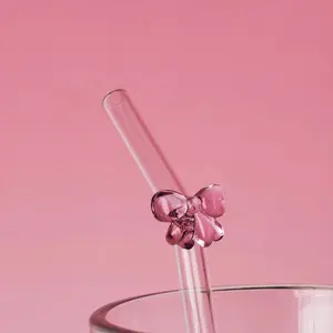 Cute Bow Glass Straws Borosilicate Glass Straws 8mm