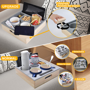 Porte-boissons en silicone Organisateur Canapé Bar <span class=keywords><strong>Snack</strong></span> Console Table Tasse Boîte Caddy Buddy Plateau Alimentaire Usage Domestique Meubles En Bois - Product Image 2