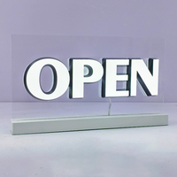 Enseigne de table LED personnalisée en acrylique pour café, enseigne LED sur pied pour entreprise, enseigne LED ouverte pour restaurant, autoportante