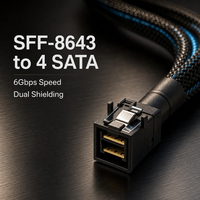 Kabel Data Internal SFF-8643 ke 4 SATA Mini SAS HD 36Pin ke 7Pin SAS 3.0 6Gbps Server RAID HBA ke 4x HDD SSD