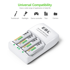 EBL Paquete de 4 Baterías Recargables AA de 2300 mAh con Cargador de Baterías con Ranura Independiente - Product Image 4