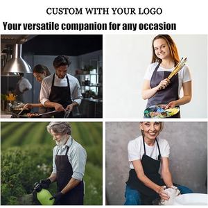 Tablier de cuisine pour <span class=keywords><strong>chef</strong></span>, personnalisable, en gros, avec logo imprimé, réutilisable, uni, noir et blanc, imperméable, avec deux poches - Product Image 4