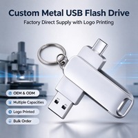 2in1 U Disk 128GB 64GB 32GB Antarmuka Tipe C Ponsel Pintar Komputer Transmisi Saling Portabel Otg USB Memory Pen Drive Logam