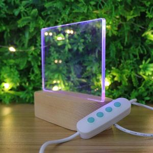 New 3-Tone Oval Wooden Lamp Holder with 3D Crystal <b>Ball</b> Portable USB <b>LED</b> Night Light Remote Control Middle Sizes - Product Image 6