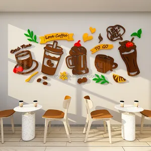 Coffee shop wall decoration 3D acrylic wall sticker dessert cake shop internet celebrity photography area layout