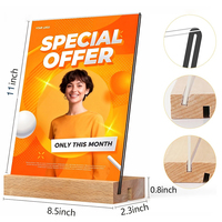 Support de signalisation en acrylique moderne amovible sur mesure 3+3mm avec base en bois - Présentoir double fente pour une présentation recto-verso