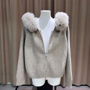 Suéter de Mujer con Capucha y Cuello de Piel de Zorro, Largo y Grande, Invierno 2026, Nuevo, Moderno y Versátil, <span class=keywords><strong>Chaqueta</strong></span> Tejida Gruesa - Product Image 4