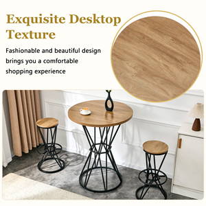 Set Tavolo e Sedie da Bar, Top in MDF Effetto Legno 31,5 Pollici, Struttura in Metallo Nero, Stile Industriale - Product Image 5