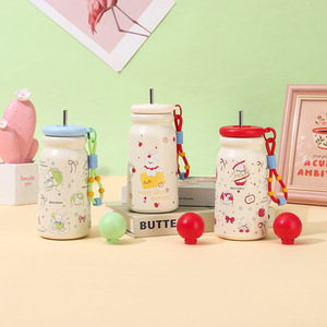Creative Floating Insulated Water Bottle With Carrying Strap For Students School Use 500Ml Screw Cap Design - Product Image 4