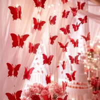 Guirlande papillon 3D arc-en-ciel verticale colorée à suspendre pour la Saint-Valentin, décoration de fête, anniversaire, mariage