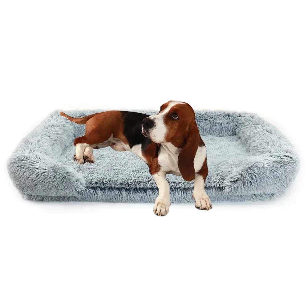 Toptan kare kabarık Pet çekyat uzun peluş masaj Spone çıkarılabilir yastık yıkanabilir peluş Pet köpek yatağı ve kediler Pet Mat