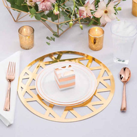 Sous-plat moderne en acrylique miroir découpé au laser pour la décoration de table de mariage ou d'anniversaire, assiette de présentation, sous-plat de mariage et coussinets