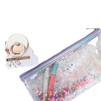 Plastique transparent cosmétiques messager fichier enveloppe pochette sac fermeture éclair à la mode diamant coloré paillettes confettis Laser PVC élégant