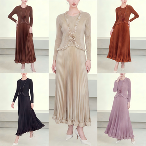 Vestido Plisado Miyake Original <span class=keywords><strong>de</strong></span> Fábrica, Sin Arrugas, Estilo Modesto, Elástico, Manga Larga, Color Sólido, Minimalista, MOQ Bajo, Personalizable - Product Image 2