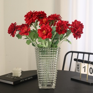 ดอกโบตั๋นประดิษฐ์หรูหราทำมือ 3 หัว ดอกชบา สำหรับตกแต่งห้องนั่งเล่น โต๊ะอาหาร ใช้เป็นพร็อพถ่ายภาพ - Product Image 2