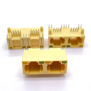 Soulin PBT 8P8C RJ-45 16pin Cổng internet góc bên phải PCB ổ cắm RJ45 nữ Mạng jack LAN Kết nối cho mét cụ